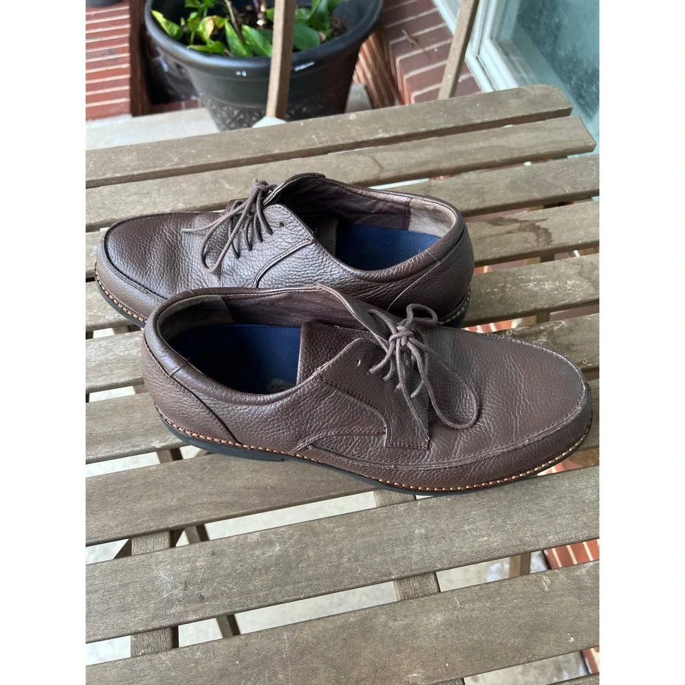Apex Mens LT910M Lexington Brown Pebbled Leather X-Wide Orthotic Oxford Shoes 12